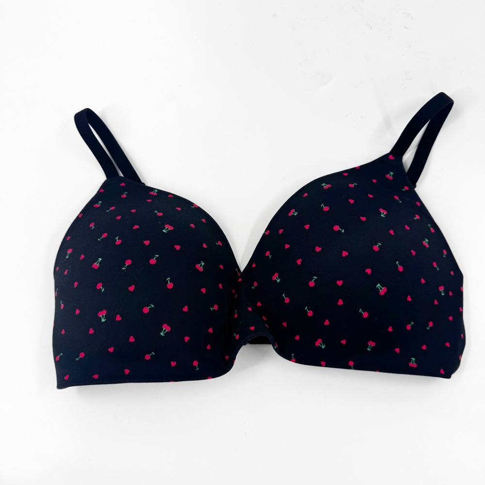 Pink Victoria's Secret Wear Everywhere Wireless Push Up Bra Cherry Heart 34DD